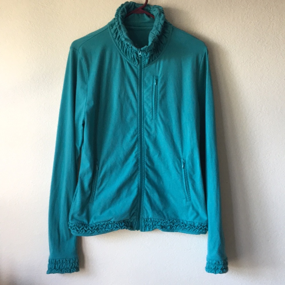 prAna Breathe ruffle teal jacket